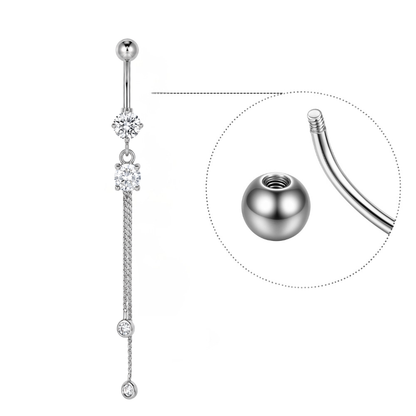 Titan-Bauchnabelpiercing mit Hängekette