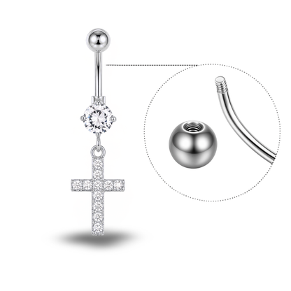 Titan-Bauchnabelpiercing mit Kreuz