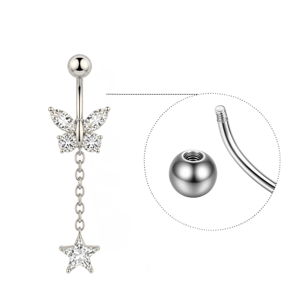 Schmetterlingsketten-Bauchnabelpiercing • Titan