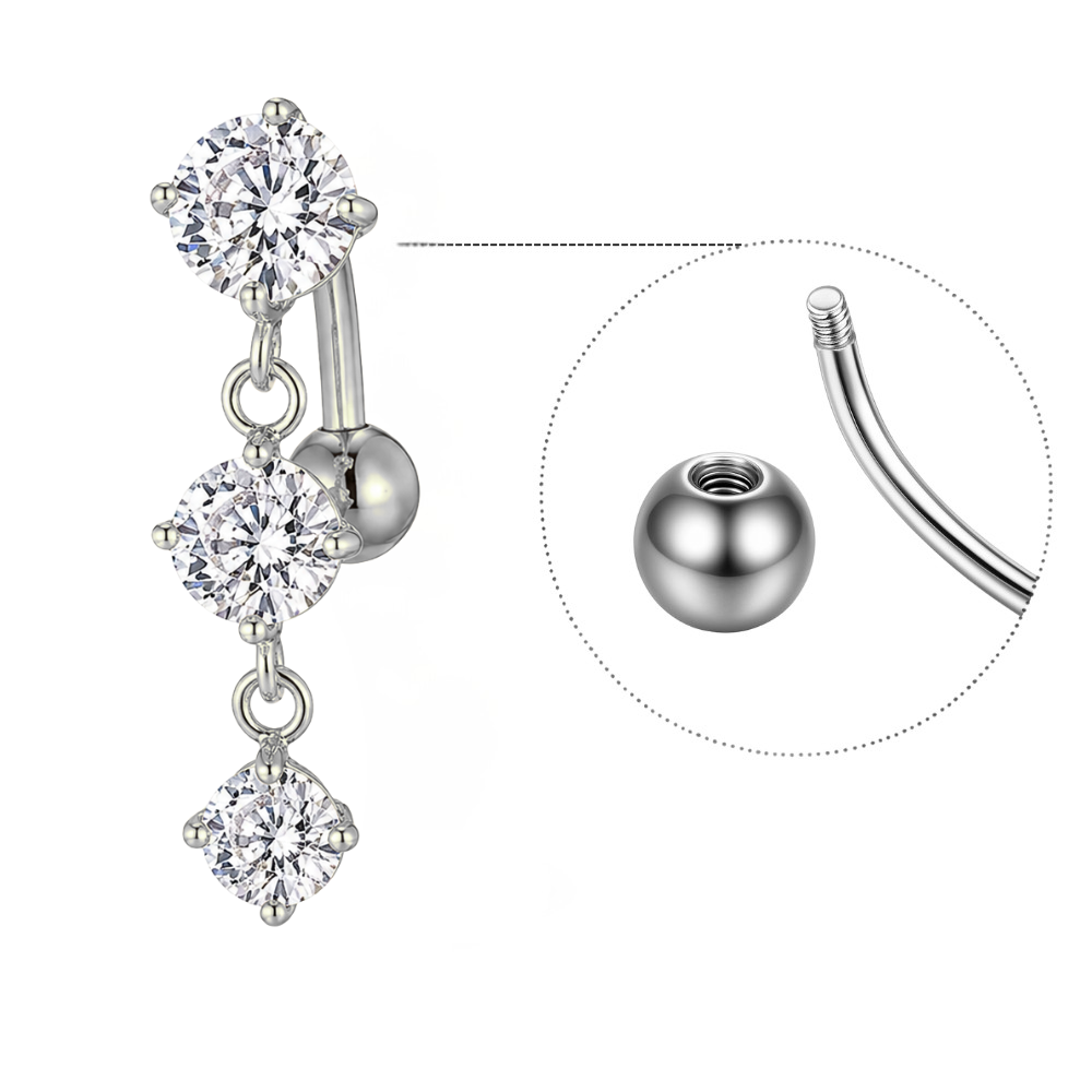 3er-Set Inverted Bauchnabelpiercing aus Titan
