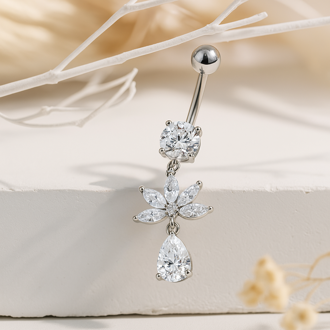 Zirkonia Titan Bauchnabelpiercing