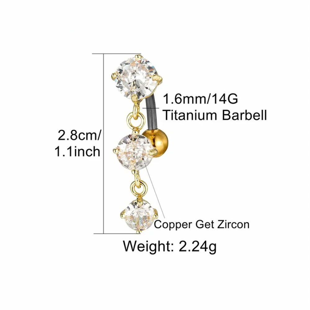 3er-Set Inverted Bauchnabelpiercing aus Titan