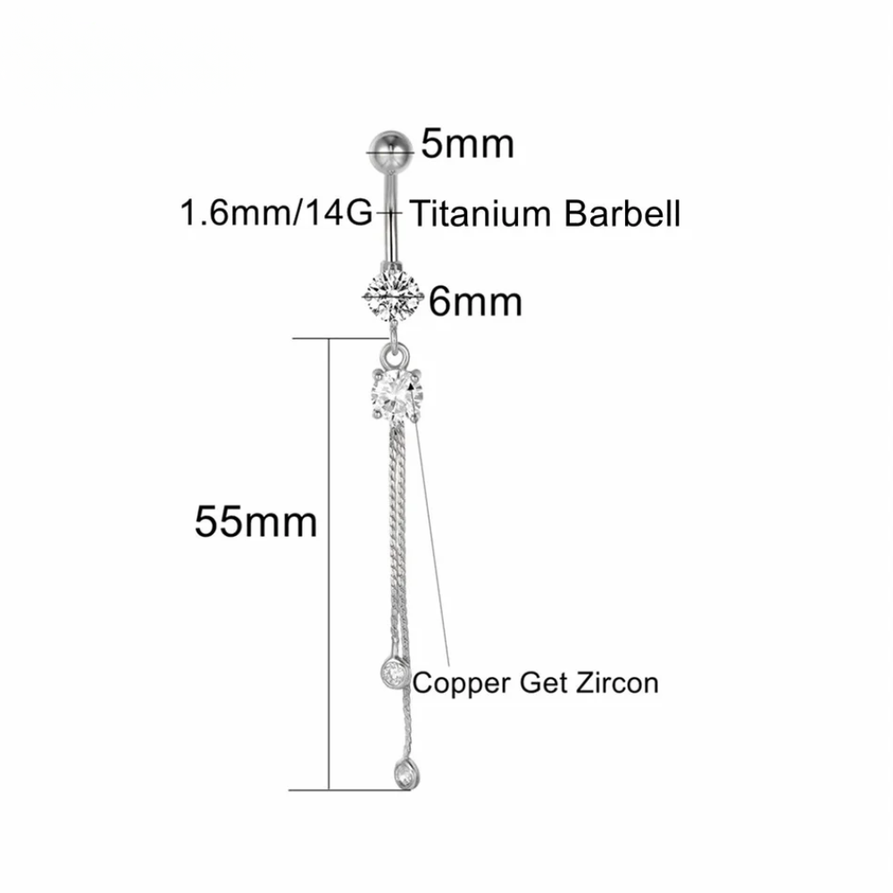 Titan-Bauchnabelpiercing mit Hängekette
