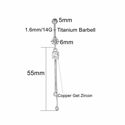 Titan-Bauchnabelpiercing mit Hängekette