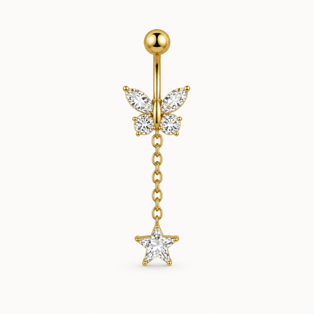 Schmetterlingsketten-Bauchnabelpiercing • Titan