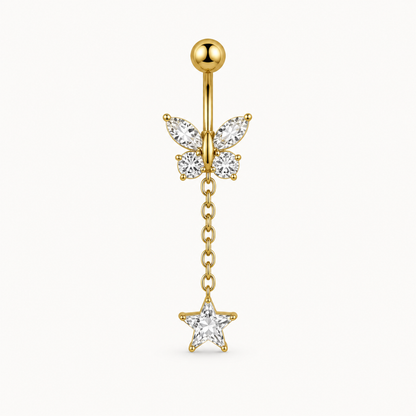 Schmetterlingsketten-Bauchnabelpiercing • Titan