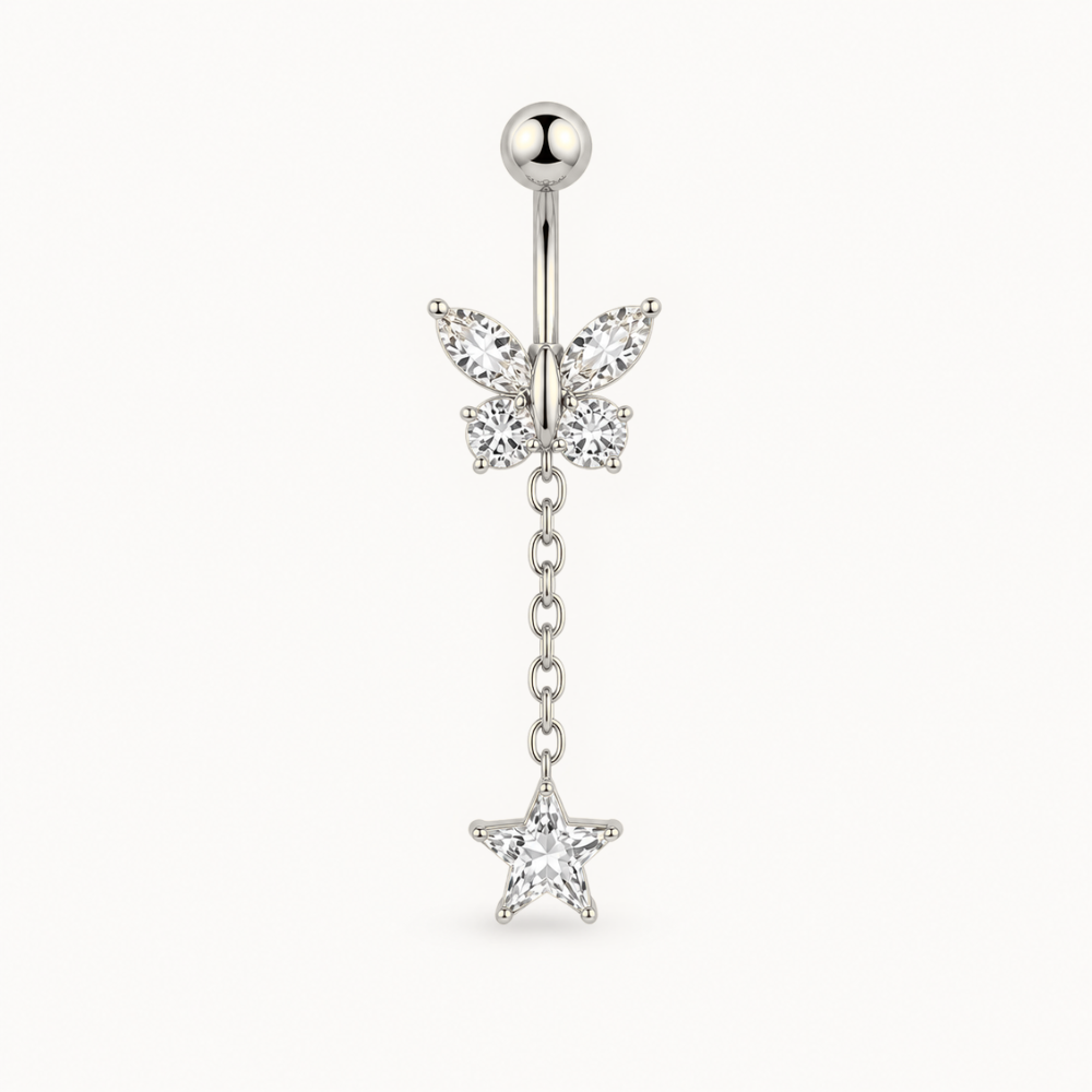 Schmetterlingsketten-Bauchnabelpiercing • Titan