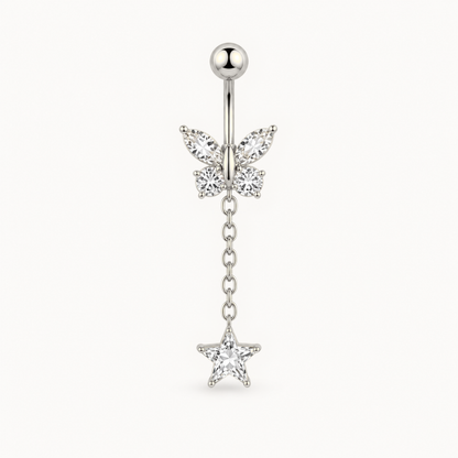 Schmetterlingsketten-Bauchnabelpiercing • Titan