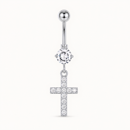 Titan-Bauchnabelpiercing mit Kreuz
