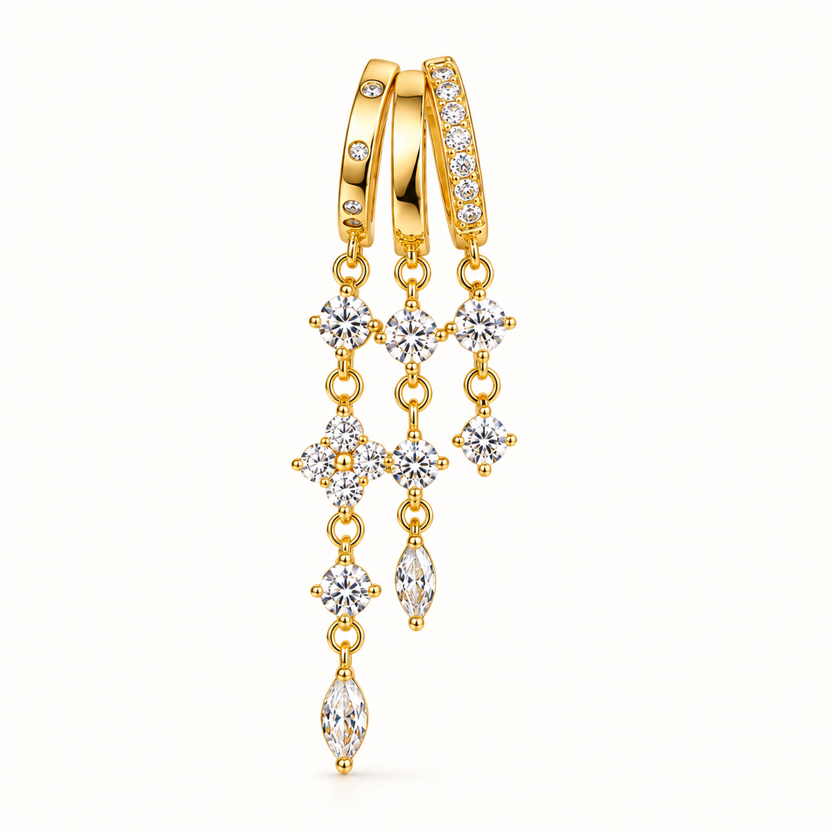 Golden Cascade Ohrring – 14 Karat vergoldeter Edelstahl