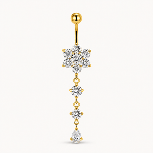 Titan-Bauchnabelpiercing mit drei Blüten