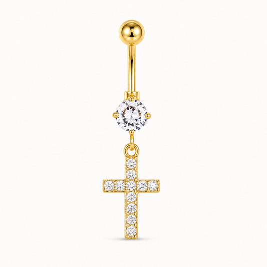 Titan-Bauchnabelpiercing mit Kreuz
