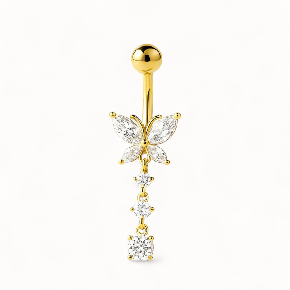 CZ Schmetterling Bauchnabelpiercing • Titan