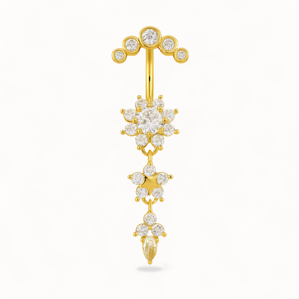 Triple-Blüten-Bauchnabelpiercing • Titan