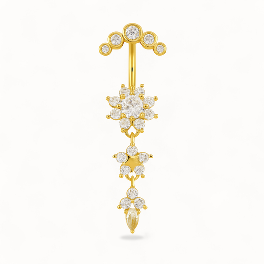 Triple-Blüten-Bauchnabelpiercing • Titan