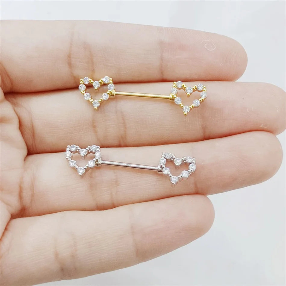 Doppelherz-Brustwarzenpiercing • Titan • 2 STK