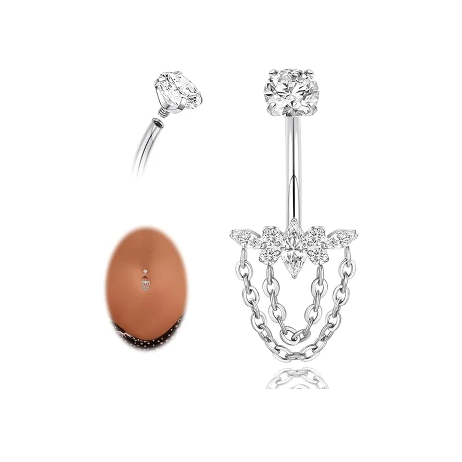 Titan-Bauchnabelpiercing • Kettendesign
