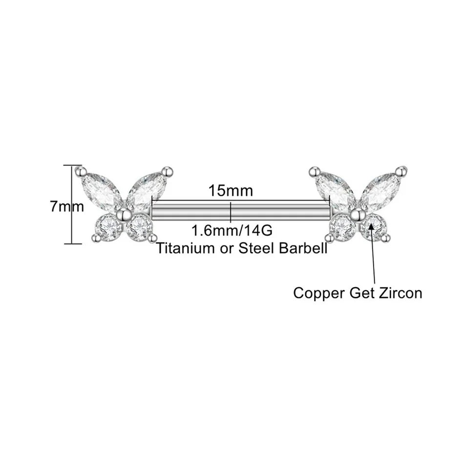 Schmetterling Brustwarzenpiercing • Titan • 2 Stk.