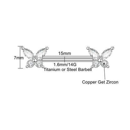 Schmetterling Brustwarzenpiercing • Titan • 2 Stk.