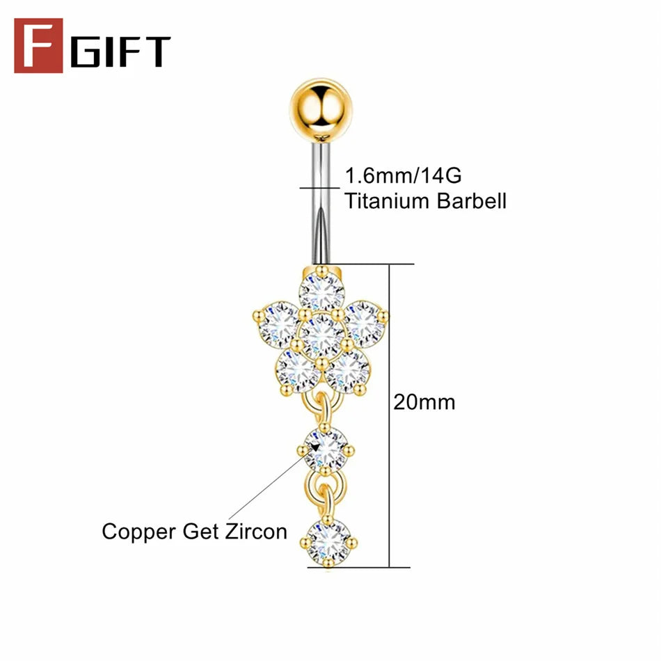 Zirkonia Titan Bauchnabelpiercing
