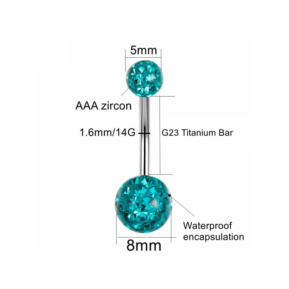 Glitzerndes Bauchnabelpiercing • Titan