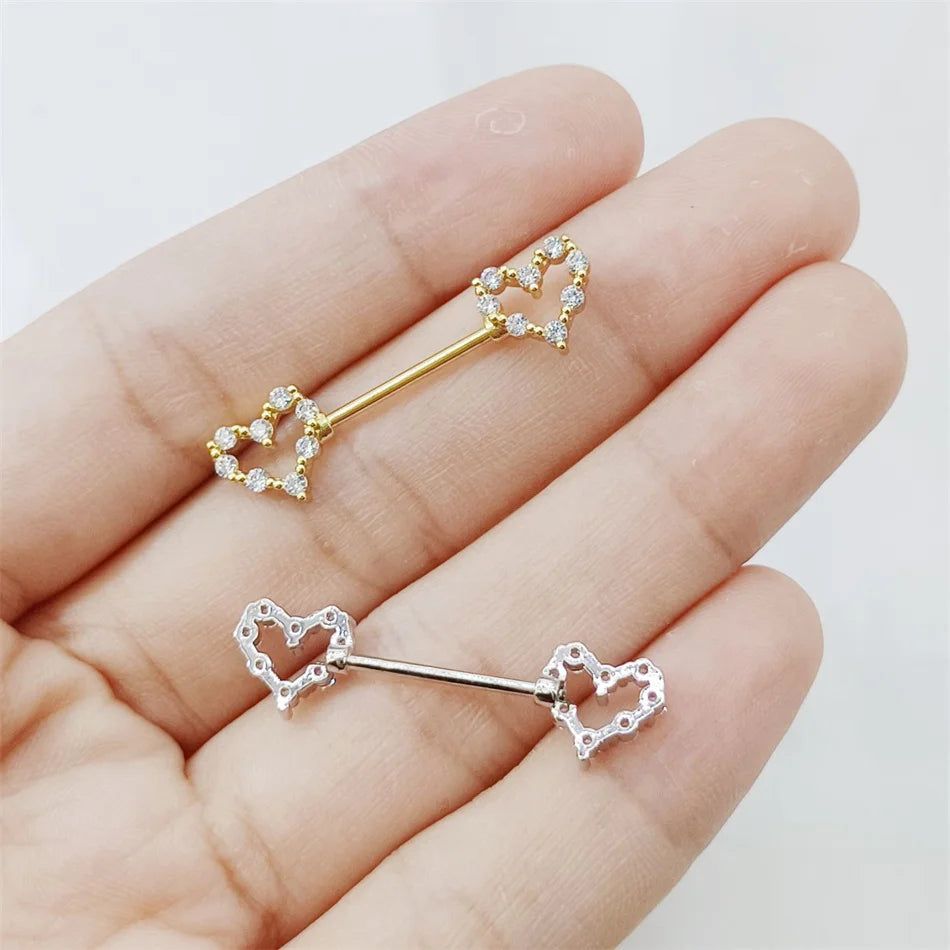 Doppelherz-Brustwarzenpiercing • Titan • 2 STK