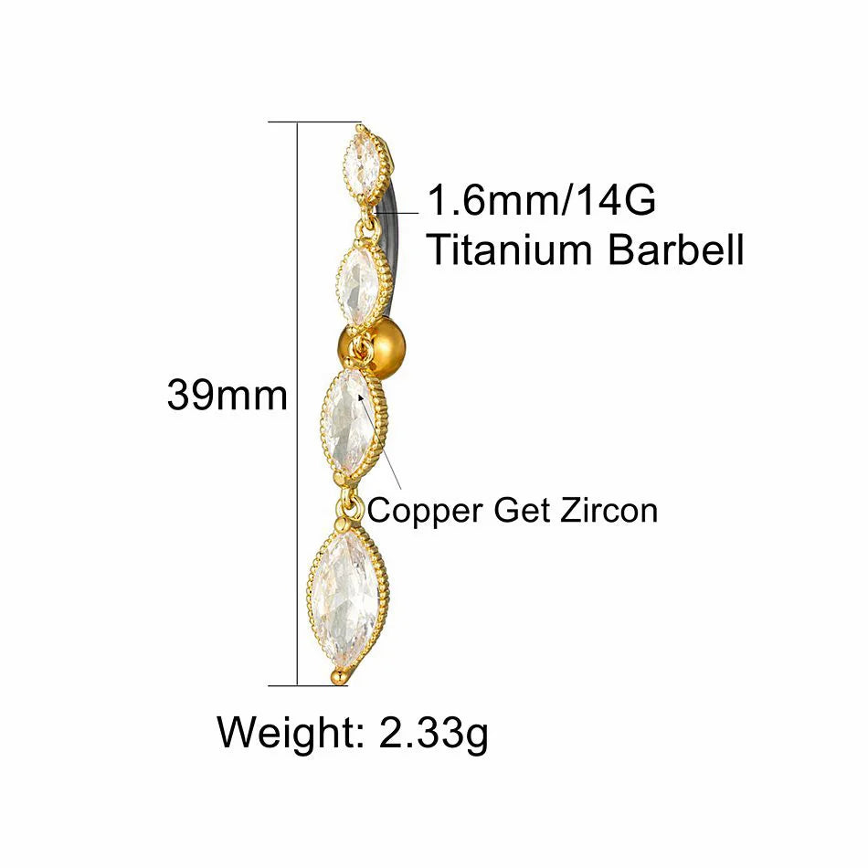 4-fach Charm Inverted Titan Bauchnabelpiercing