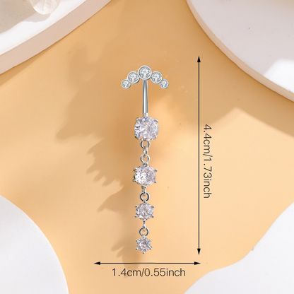 Elegantes Bauchnabelpiercing aus Titan mit Zirkonia
