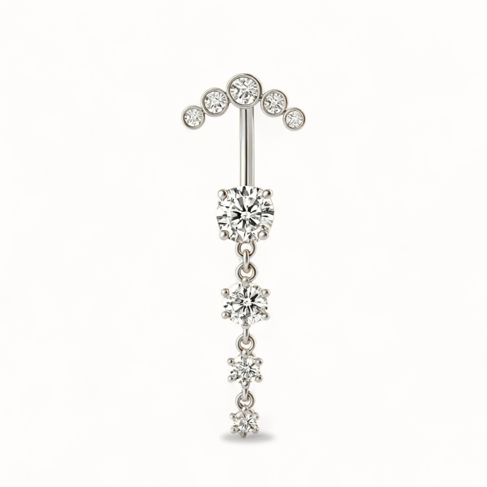 Elegantes Bauchnabelpiercing aus Titan mit Zirkonia