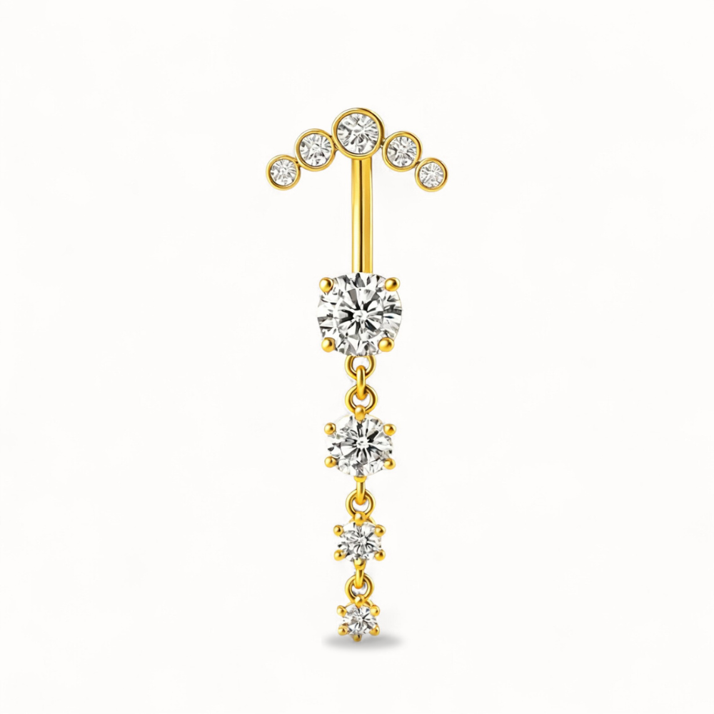 Elegantes Bauchnabelpiercing aus Titan mit Zirkonia