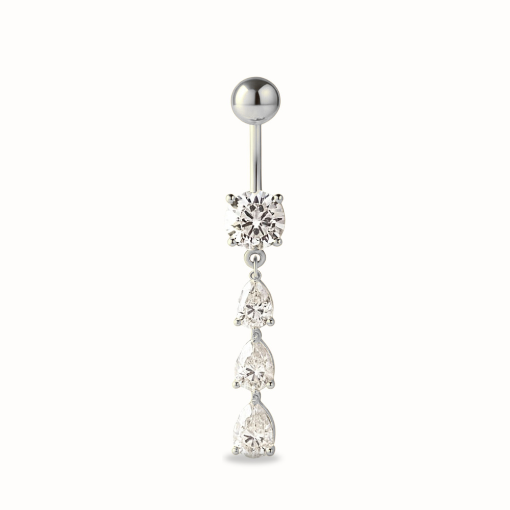 Titan-Bauchnabelpiercing mit drei Zirkonia