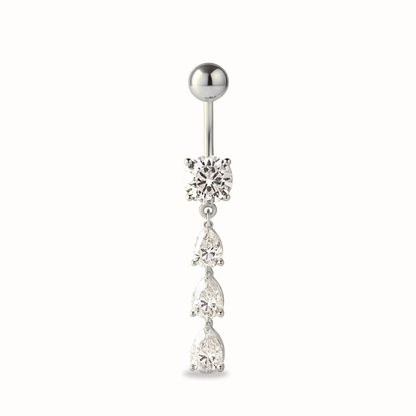 Titan-Bauchnabelpiercing mit drei Zirkonia