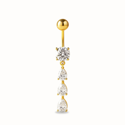 Titan-Bauchnabelpiercing mit drei Zirkonia