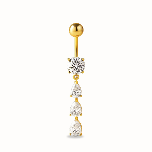 Titan-Bauchnabelpiercing mit drei Zirkonia