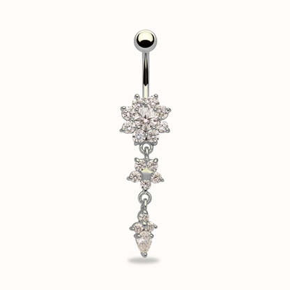 Titan-Bauchnabelpiercing mit drei Blüten