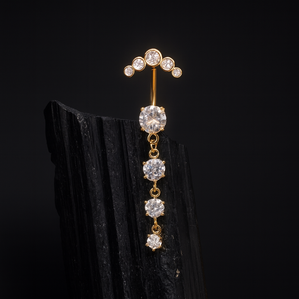 Elegantes Bauchnabelpiercing aus Titan mit Zirkonia