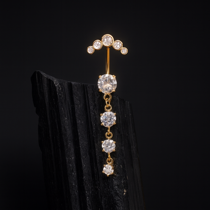 Elegantes Bauchnabelpiercing aus Titan mit Zirkonia