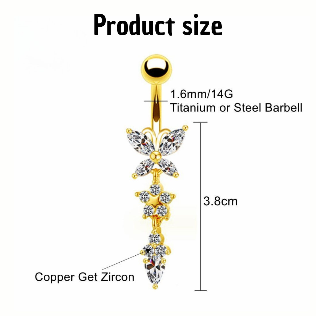 Schmetterlings-Bauchnabelpiercing • Titan • Anhänger